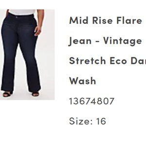 MID RISE FLARE JEAN - VINTAGE STRETCH ECO DARK WAS